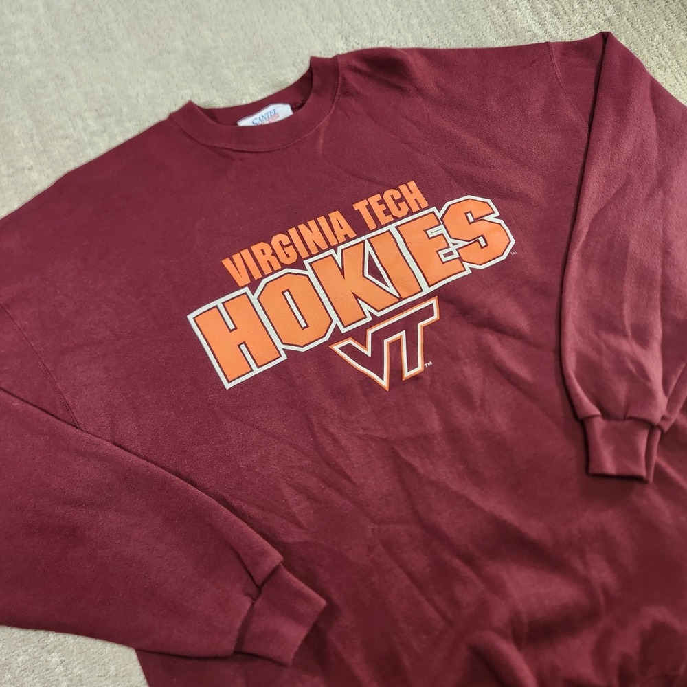 Vintage Virginia Tech Hokies Sweatshirt Men XXL USA Made 90s Crewneck Pluma